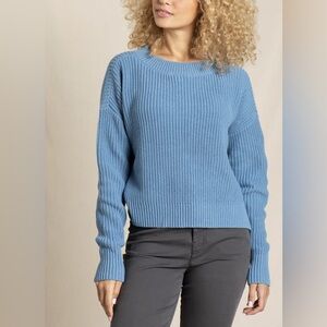 Toad & Co Bianca II Crew Neck Knit Sweater in Glacier Blue Size Small